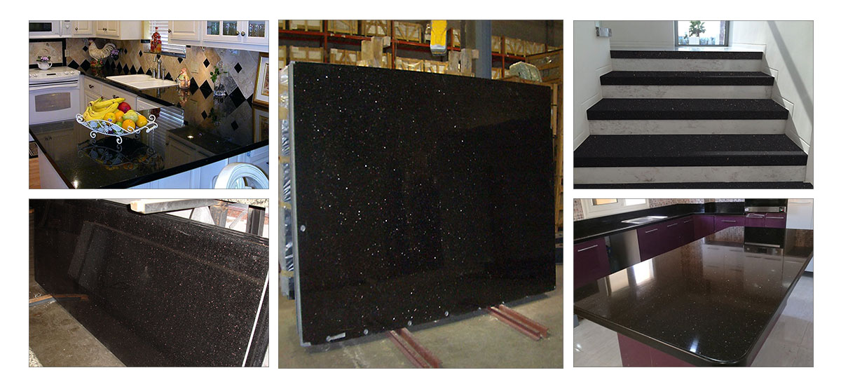 Natural stone black galaxy granite