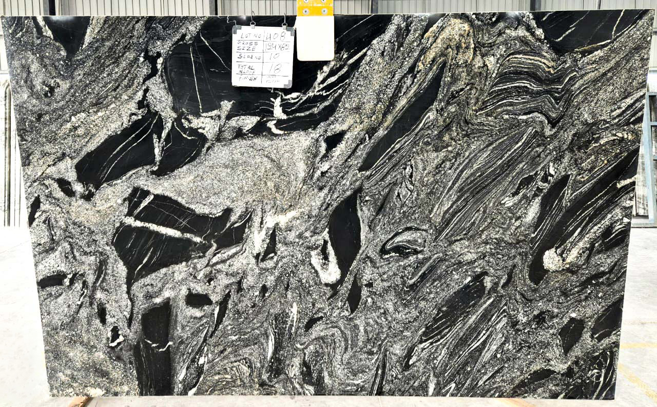 Fusion black granite gangsaw slab