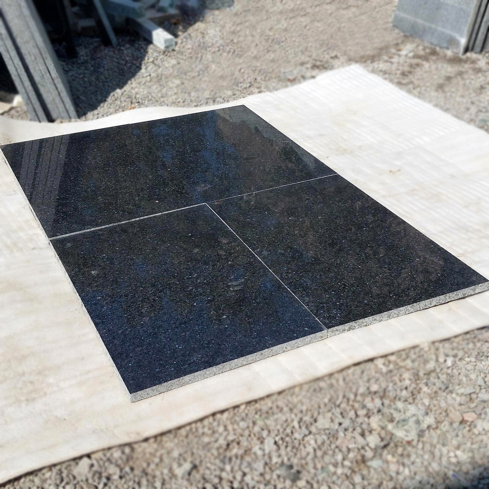 Black galaxy granite polished finish tiles